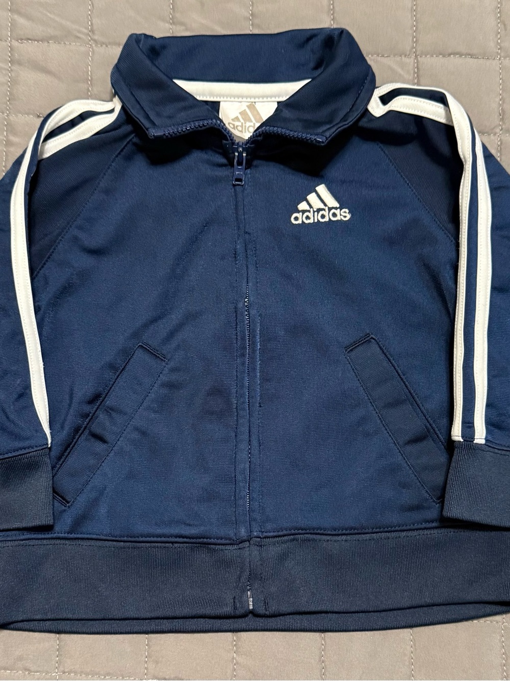 adidas Kids Navy Blue Track Jacket with‎ White Stripes